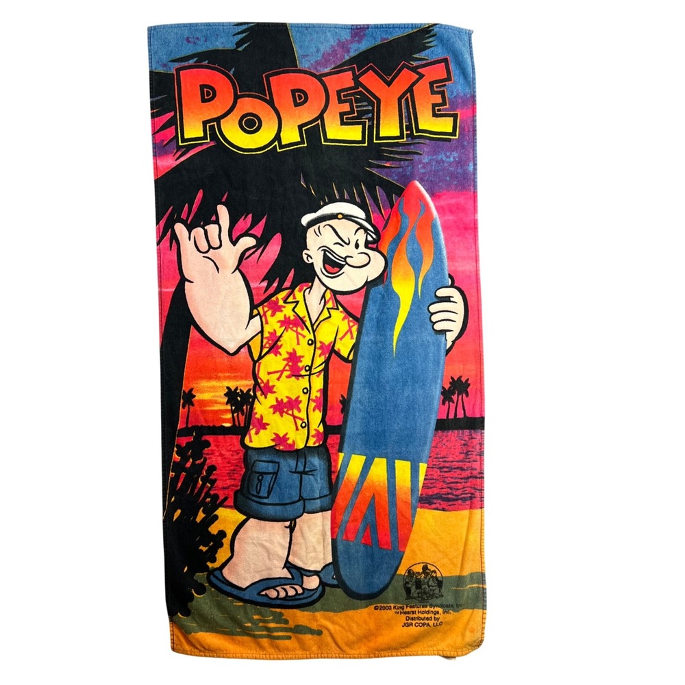 Hilasal‎ Vintage Beach Towel Popeye 2003 Surf Graphic Cotton Y2K Colorful